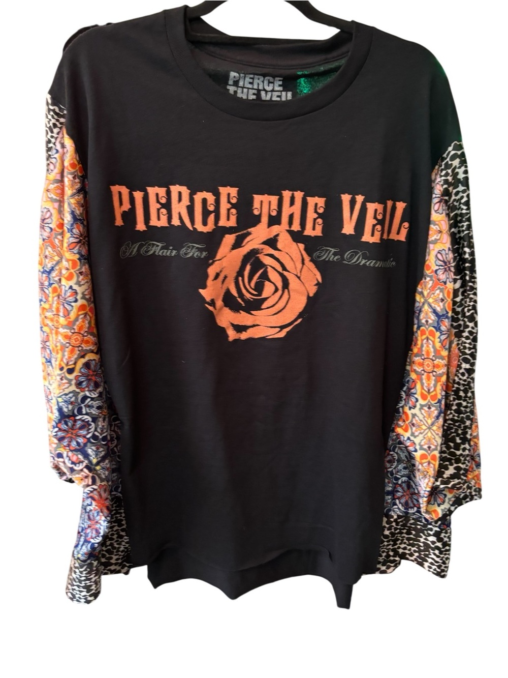 Pierce The Veil Black & Orange Upcycled Boho RockTop
